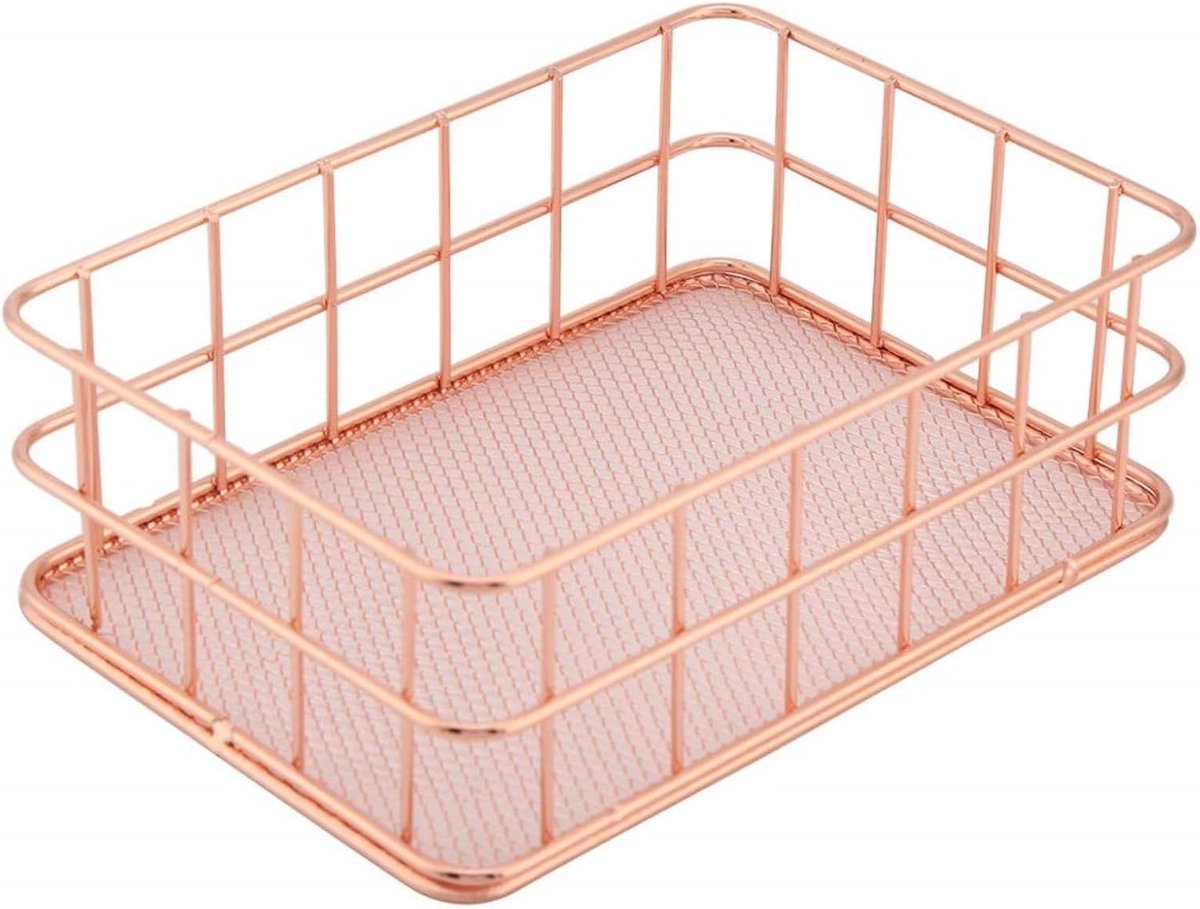 Stijlvolle metalen opbergmand voor bureau, ideaal voor organisatie in huis of kantoor, multifunctionele opslagoplossing met een luxe uitstraling