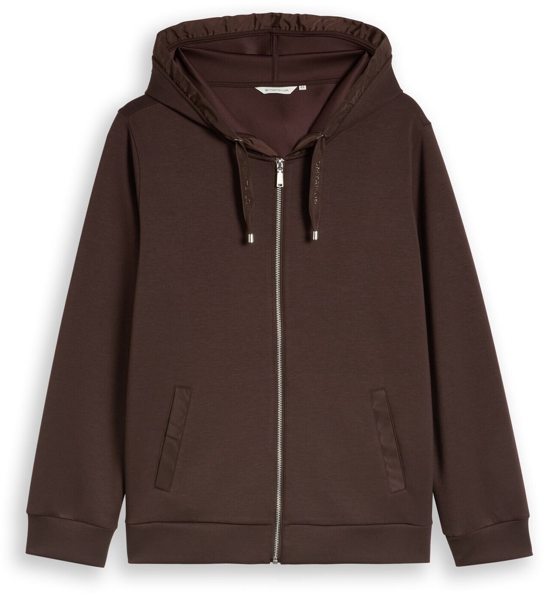 Tom Tailor - Plus Size - hoodie-sweatjack van scuba - Maat 46 - java dark brown