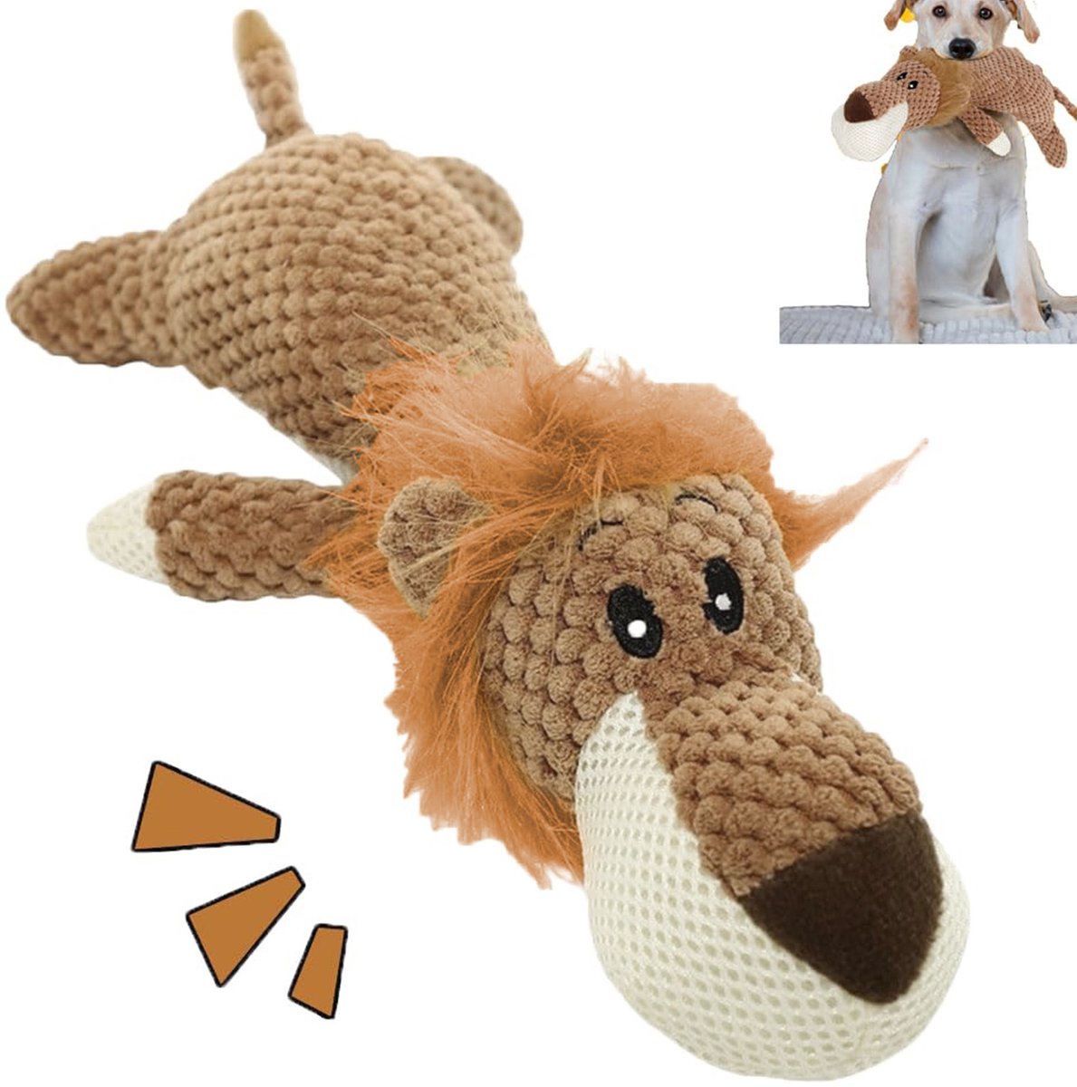MODFU Knuffelkussen 34,6 x 14,5 cm – Sierkussen – Pluche kussen – Woondecoratie – Voor Bed & Bank – Zacht Design – Geel – Leeuw