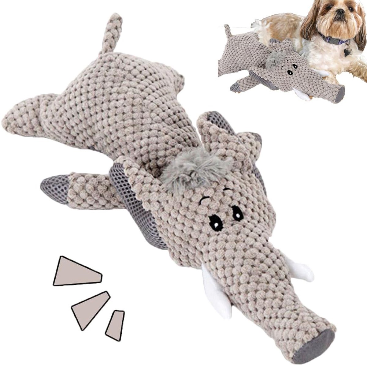 MODFU Knuffelkussen 34,6 x 14,5 cm – Sierkussen – Pluche kussen – Woondecoratie – Voor Bed & Bank – Zacht Design – Grijs – Olifant