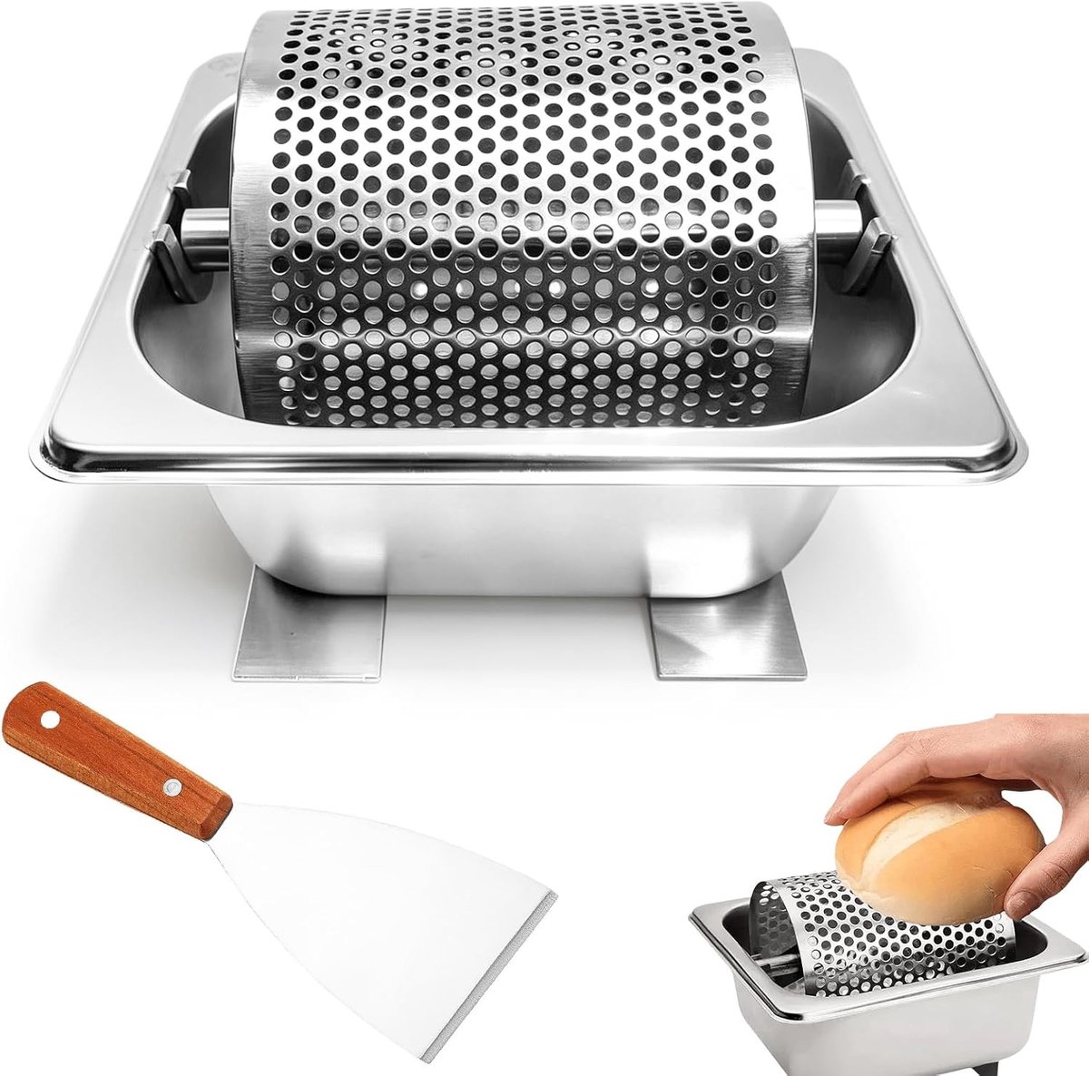 Duurzame Boterroller met Standaard en Boterstrooier van Roestvrij Staal voor Brood en Toast, Ideaal voor Boter Verdelen