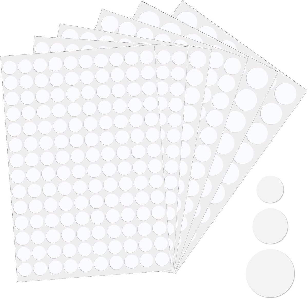 Set van 290 Zelfklevende Schroefdeksel Stickers - PVC Doppen voor Schroefgaten 12mm/15mm/21mm, Stofdichte Patches voor Meubels, Kasten en Lades