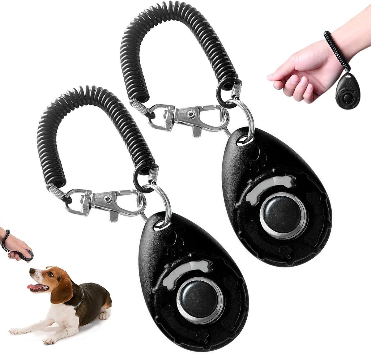 2 Stuks Training Clickers voor Honden, Katten en Paarden - Grote Knop, Wetenschappelijk en Diervriendelijk, Ideaal voor Effectieve Dierenopleiding