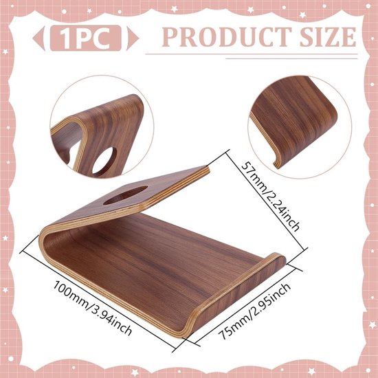 Houten Smartphone Stand voor Desk - Rustieke Mobiele Telefoonhouder en Tablet Steun, Handgemaakt, 10x7.5x5.5cm, Perfect voor Thuis en Kantoor — afbeelding 5