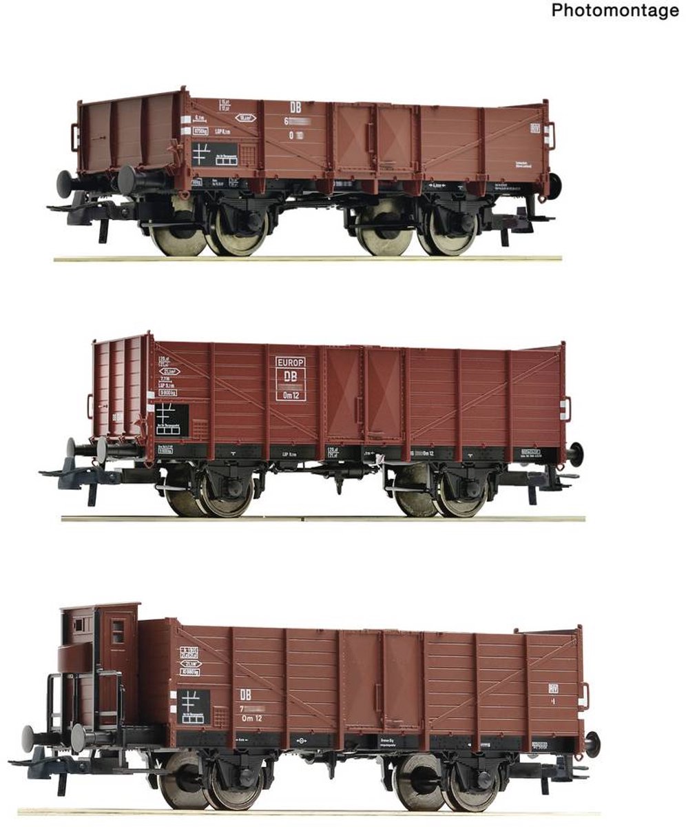 Roco 6600303 Goederenwagen DC Set wagons met drie open goederenwagens van de Deutsche Bundesbahn