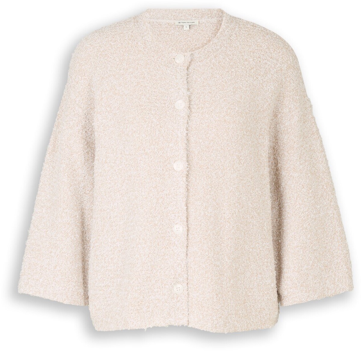 Tom Tailor - Losvallend vest met 3/4-mouwen - Maat S - white beige structure