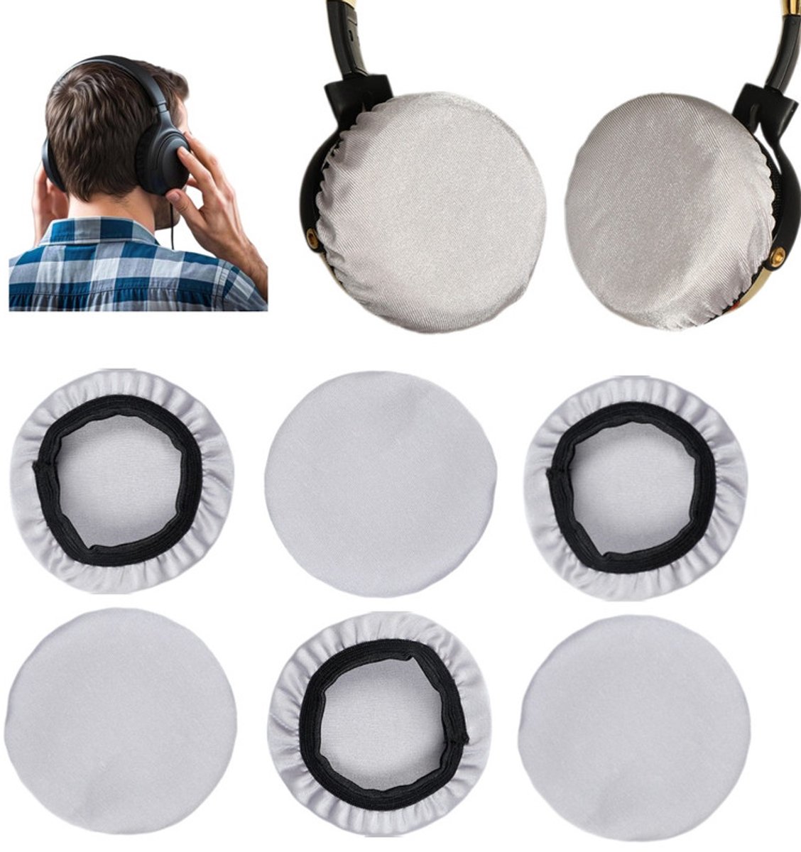 3 paar - Oorkussens beschermhoes - Stofkap voor koptelefoon - wasbare elastische oorkussens beschermhoes - Herbruikbaar - Stofdicht, zweetbestendig en ademend - V oor koptelefoons -Geschikte maat: