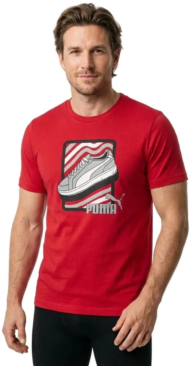 Puma Graphic Sneaker T-shirt Met Korte Mouwen L Man Rood