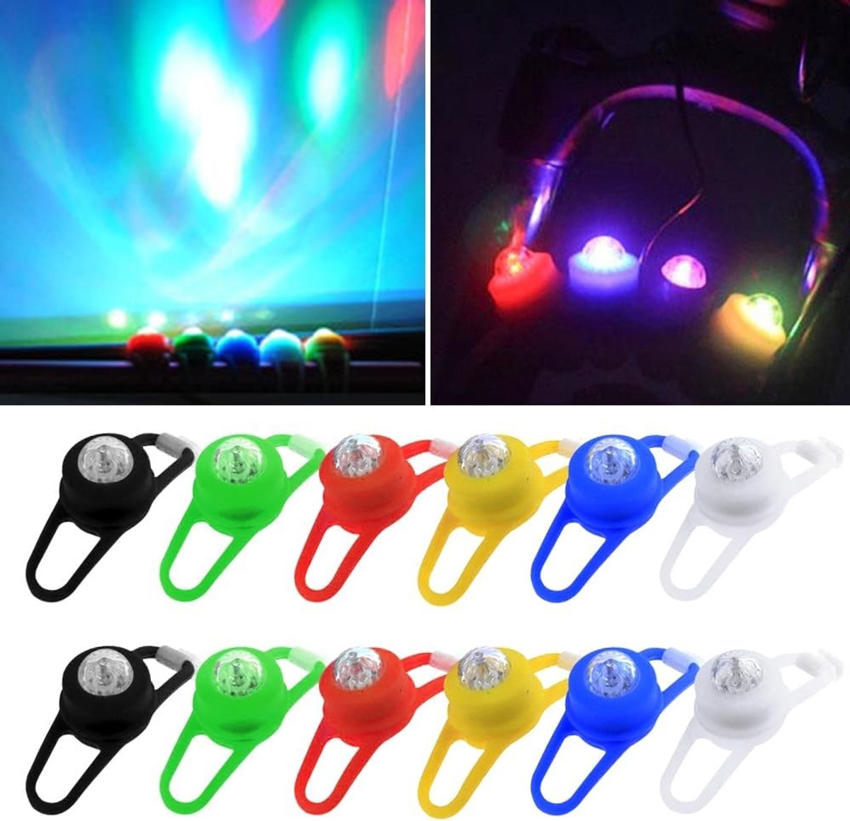 12 Stuks LED Verlichting voor Kinderwagens, Waterdichte Silicone Pushchair Lichten, Veiligheid en Zichtbaarheid voor Buitenactiviteiten