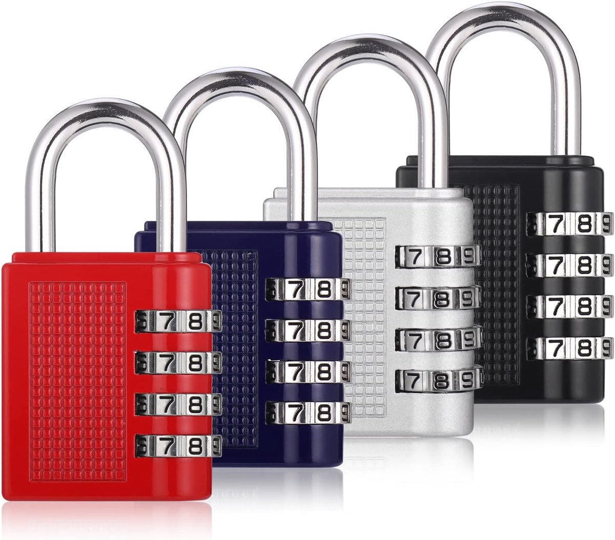 Cijferslot - zinklegering en roestvrij - 4-cijferige code - voor fitnesskluisjes en tuinhuisjes - combinatieslot - voor opslaggebruikers - zilverkleurig - 4 stuks