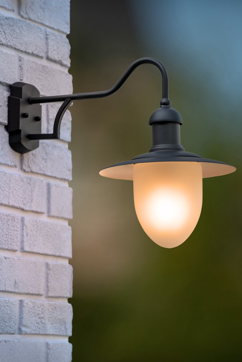Lucide Aruba - Wandlamp Binnen/Buiten - Ø 25 cm - 1xE27 - IP44 - Zwart