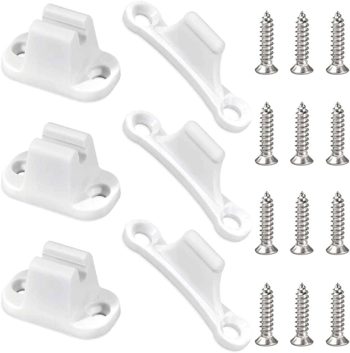 Set van 3 Witte Deursnappers - Deurstopper en Deurhouder Clip Kit voor Caravan, T-vormige Deurstopper en Accessoires met Schroeven