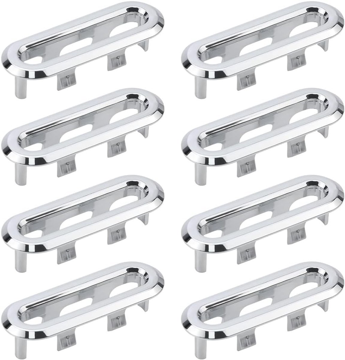 Set van 8 Overloopringen voor Wastafel, Rectangular Afvoerbedekking voor Badkamer en Keuken, Waterdichte Sink Covers