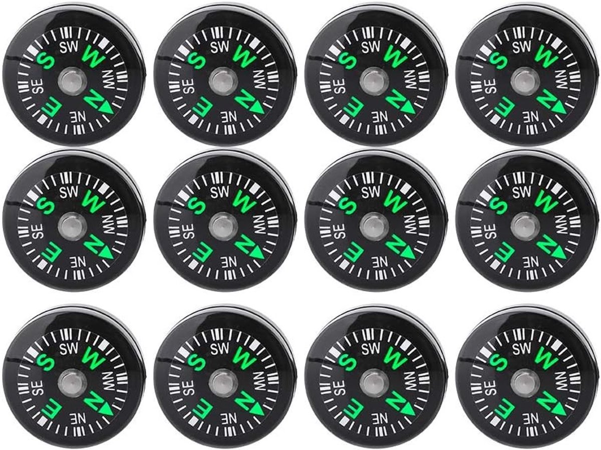 20Mm Mini Pocket Oil Filled Kompas - 12 Stuks voor Wandelen, Kamperen en Buitenactiviteiten