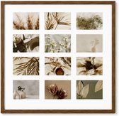 Home & Styling Collage fotolijst met passe-partout - voor 12x foto - hout - bruin - 54 x 59 cm - klassiek