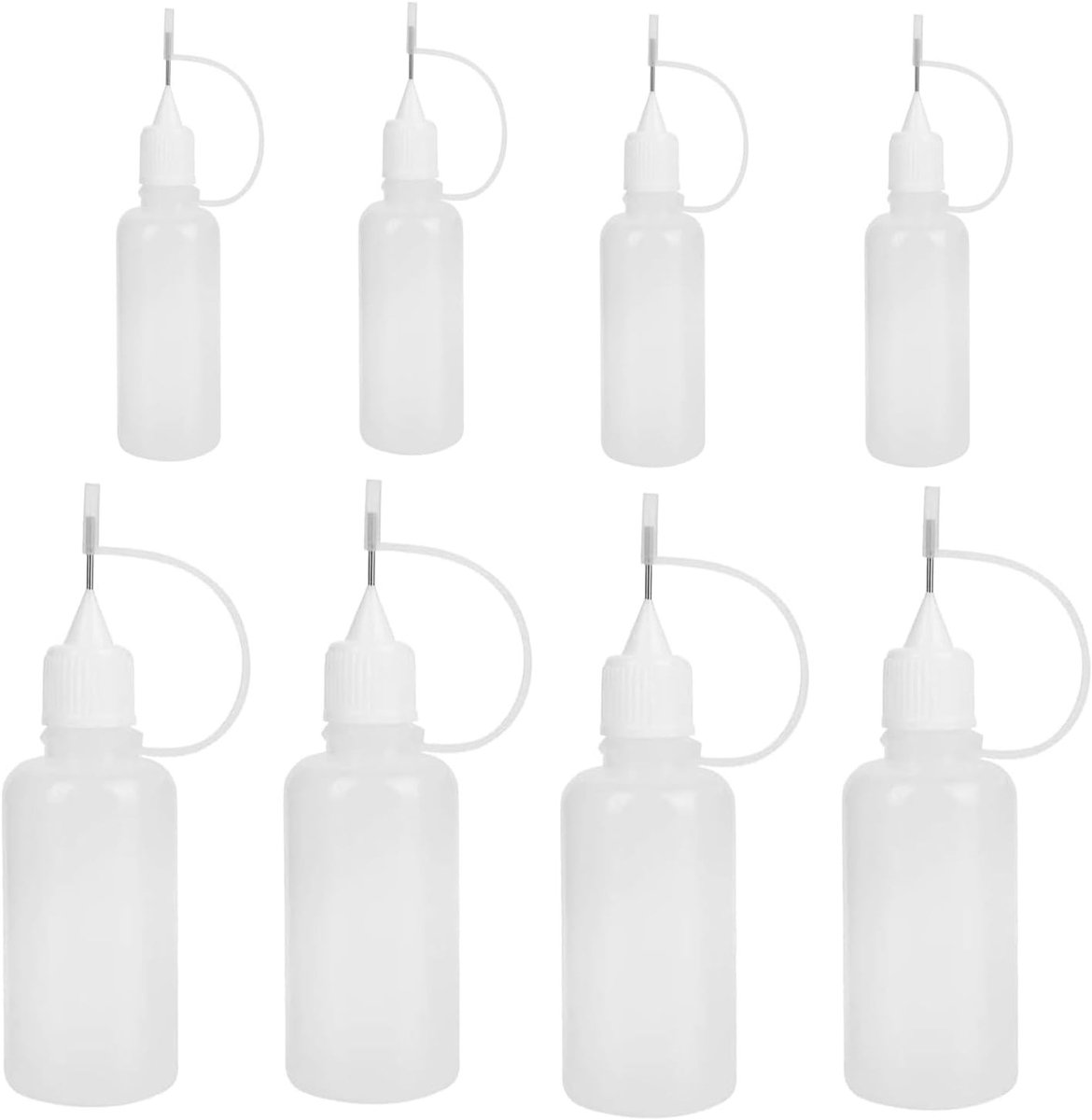 Nauwkeurige lijmapplicator met fijne punt - 8 stuks - doseerflessen voor lijm, olie en kleurstoffen - kleine plastic knijpflessen voor precisiewerk