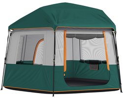 Outsunny Tunneltent voor 6 personen met muggengaas - Familietent - Kampeertent - Koepeltent - Groen