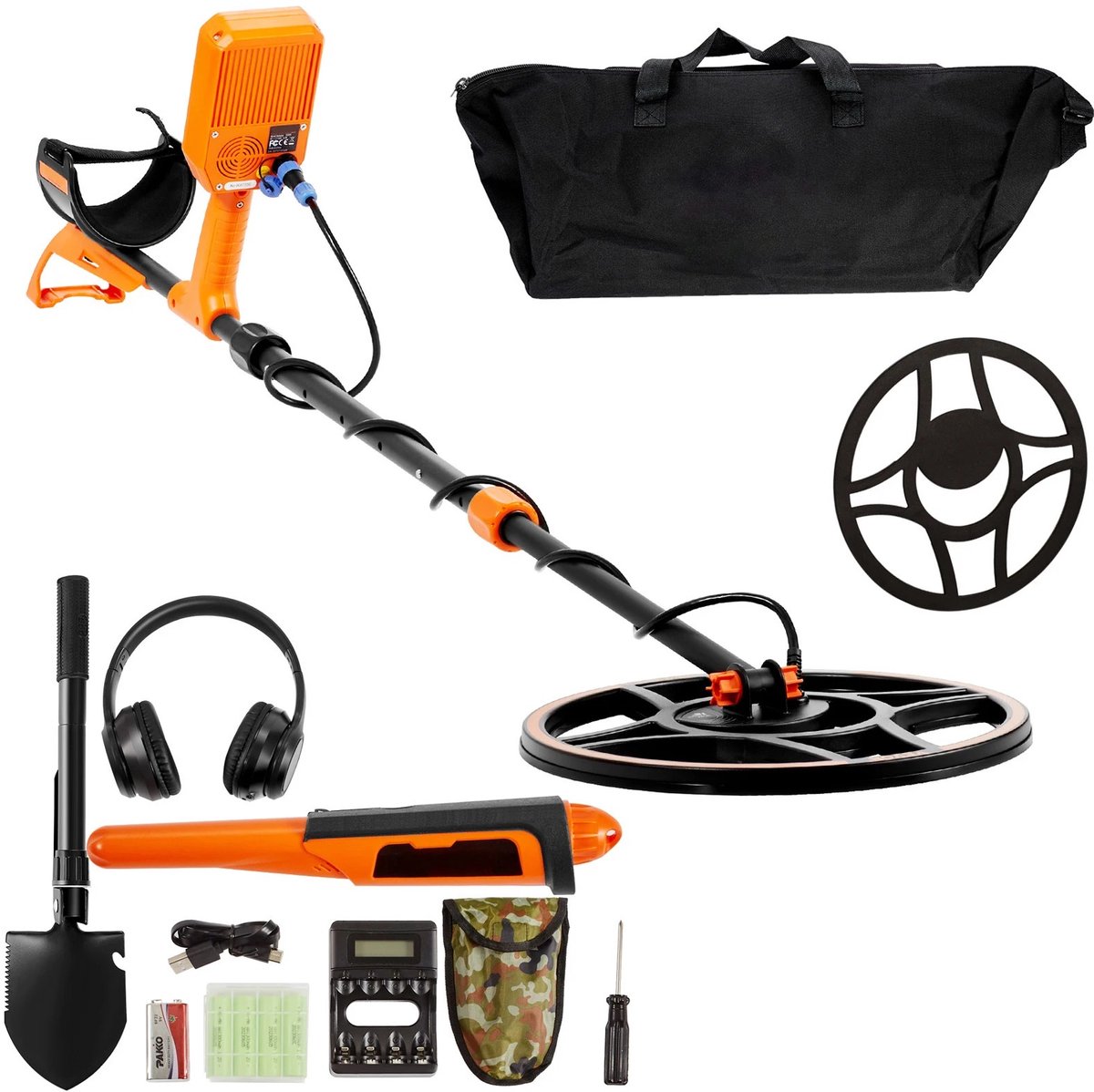 Novari - Metaaldetector - Verstelbaar - 7 verschillende detectiemodi - Waterbestendige zoekspoel 30,5cm - Digitaal - LCDscherm