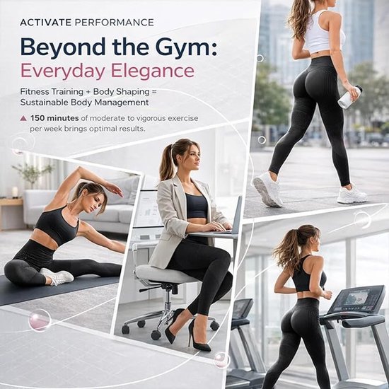 Deze compressielegging voor dames heeft een anti-cellulitiswerking, 3D-technologie, een hoge taille. De legging is ontworpen om je figuur te vormen en is geschikt voor hardlopen, fitness en yoga - grijs XXL. — afbeelding 3
