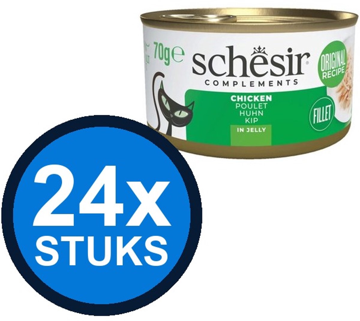24x Schesir - Kip in Gelei - Kattenvoer Natvoer - 70g