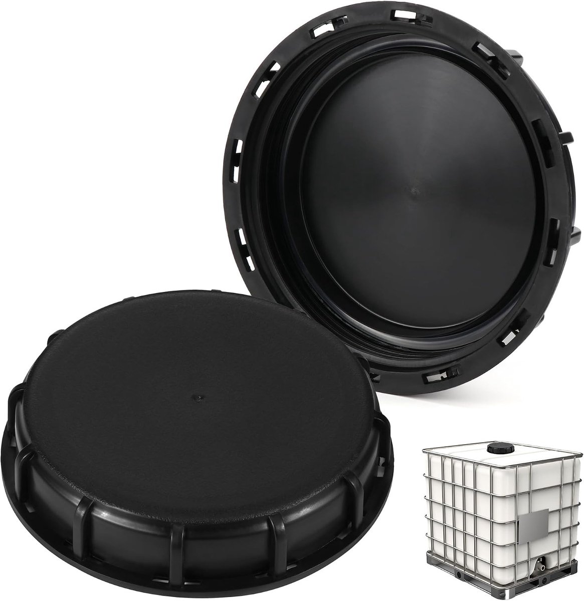 IBC Lid 162 mm Zwart - Set van 2 IBC Tankdeksels voor Wateropslag, Tuinirrigatie en Aquariums
