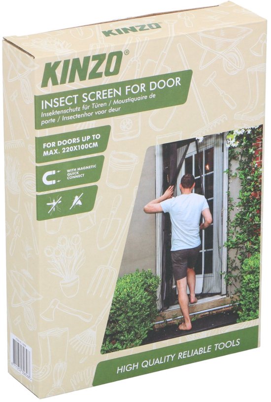 Kinzo Insectenhor Deur - Magnetisch Insectengordijn 220x100 cm voor Deur - Vliegenhor Zonder Boren - Deurhor met Klittenband - Hor tegen Insecten voor Balkon, Tuin of Terras van Merkloos — afbeelding 3