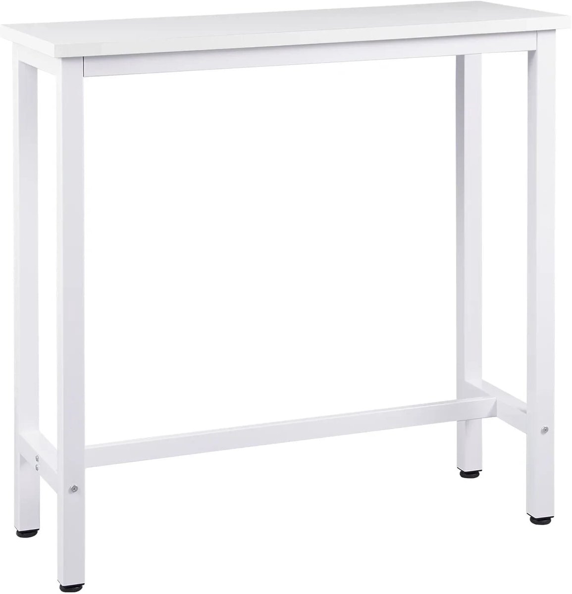 Klarven® Bartafel Keuken Wit - Bartafel Set - Bar Tafel - Waterbestendig en krasbestendig blad - Stabiel ijzeren frame met kruisbalk - Verstelbare antislipvoeten - Rechthoekig b40xd100xh100cm