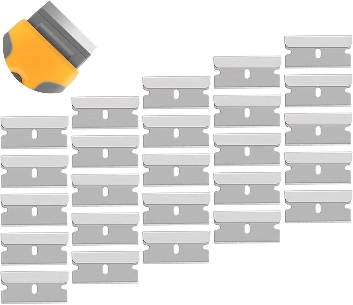 Vervangingsbladen 25 stuks 40mm x 20mm voor keramische kookplaten, RVS schrapers, glazen schrapers en keramische platen