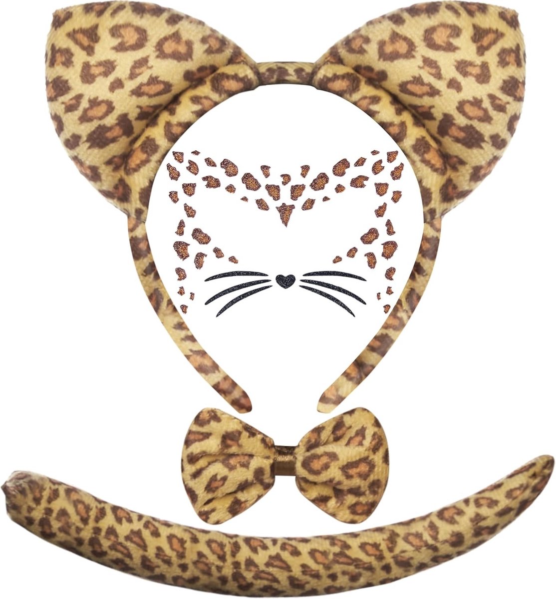 Leopard Kostuum Accessoire Set voor Kinderen en Volwassenen - Perfect voor Halloween, Feestjes en Theatrale Optredens