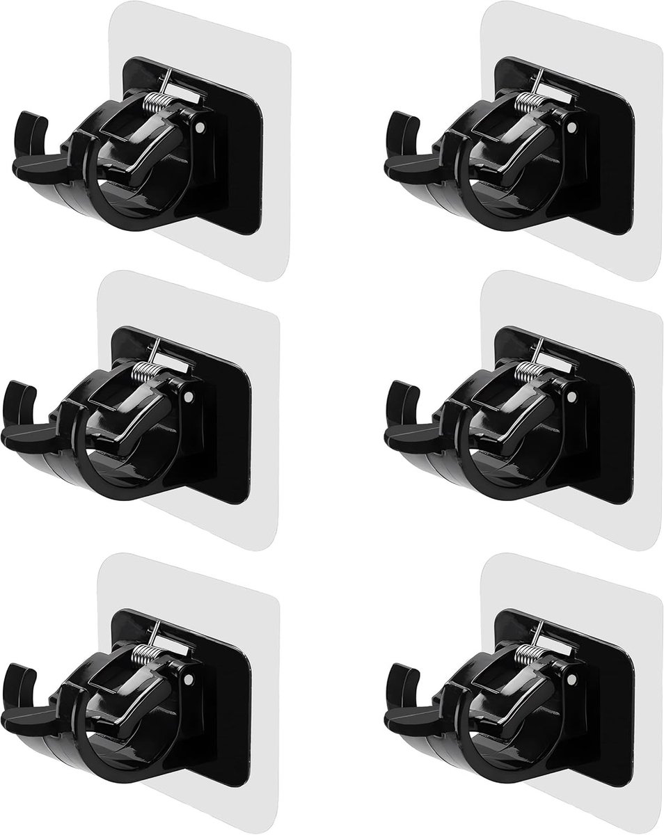 Verstelbare Gordijnroede Beugels zonder Spijkers - 6 Stuks - Ideaal voor Thuis, Keuken en Badkamer - Eenvoudige Installatie en Sterke Steun