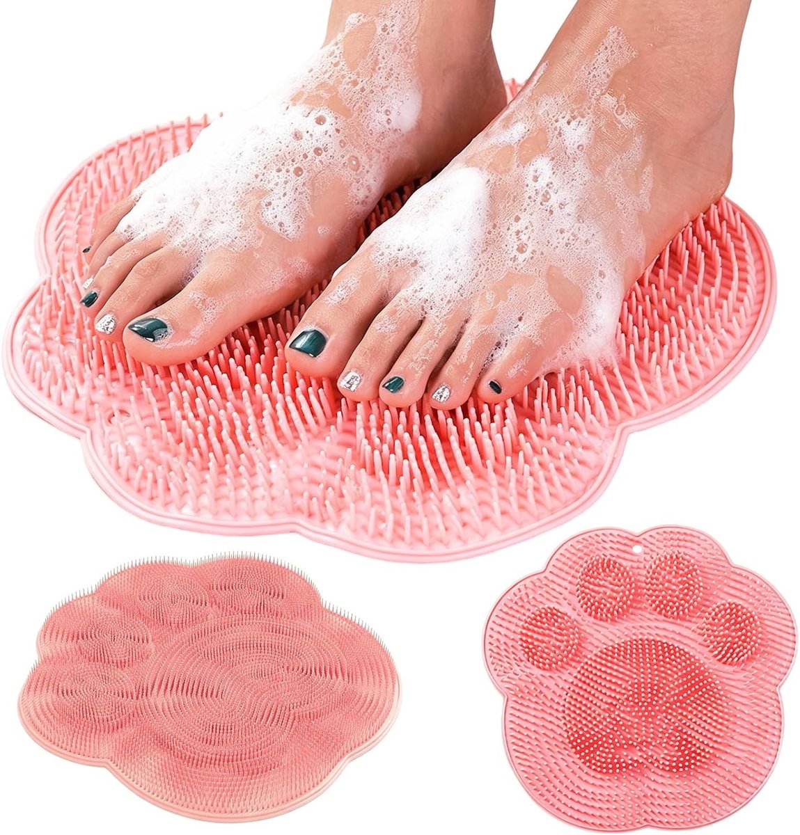 Grote Voetreiniger voor Douche, Siliconen Scrubber met Antislip Zuignappen, Massagepad voor Vermoeide Voeten en Wall Mounted Gebruik, 30×30 cm