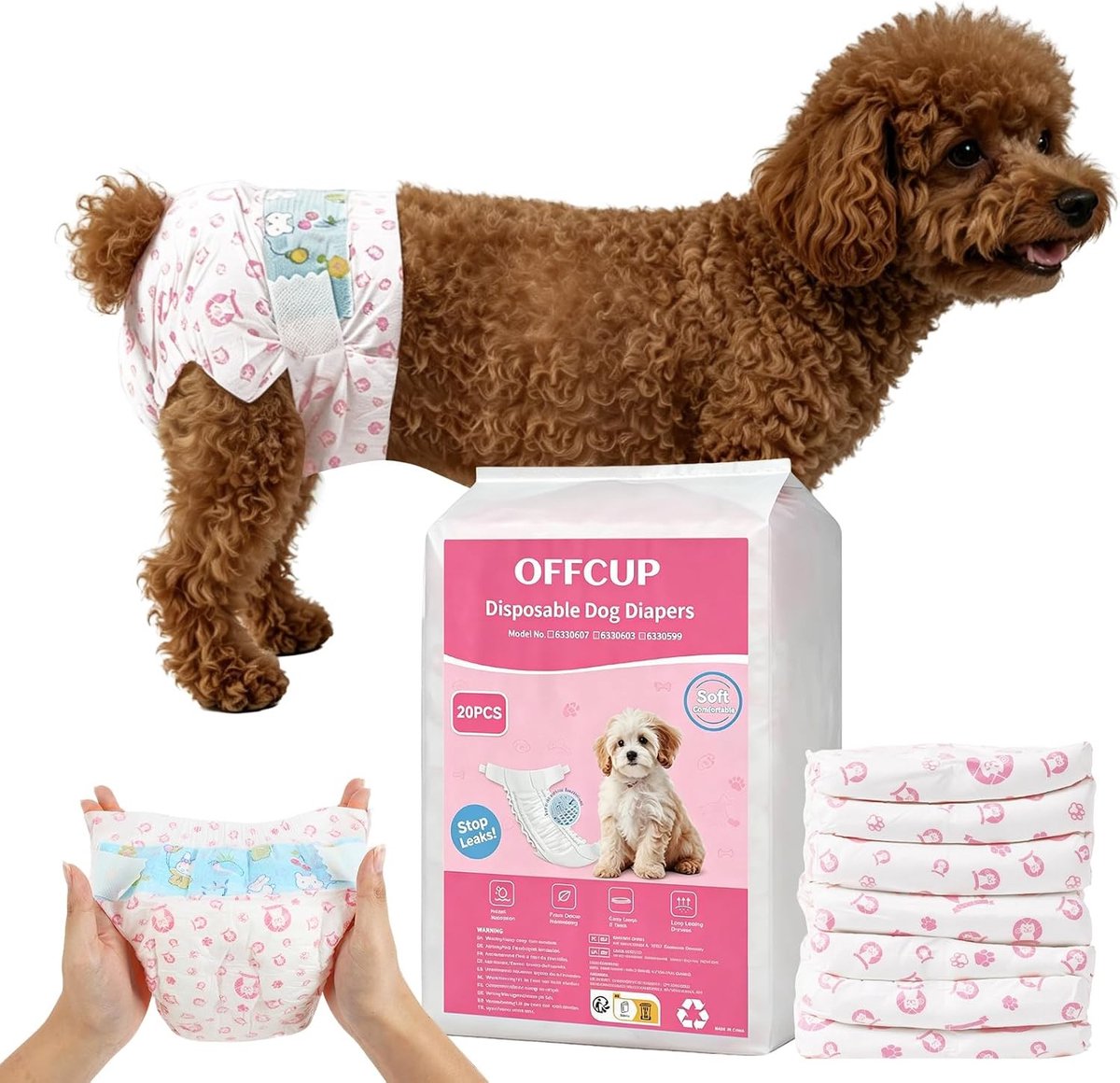 Wegwerpluiers voor Vrouwelijke Honden - 20 Stuks Superabsorberend, Lekvrij en Hygiënisch voor Incontinentie en Loopse Teven (XS)