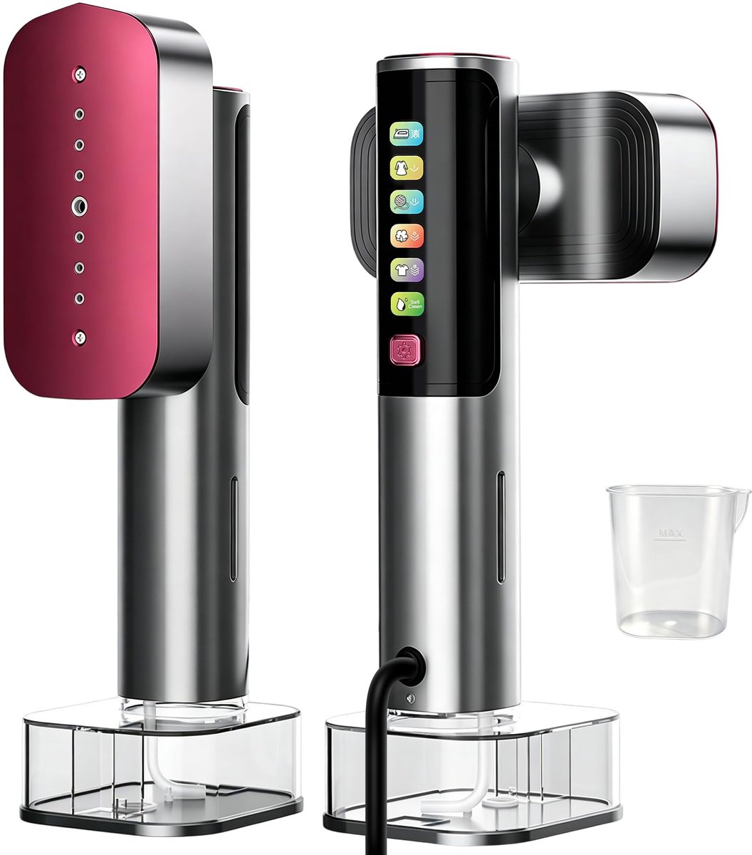 Stoomstrijkijzer, kledingstomer, snel opwarmen, 2-in-1 reisstrijkijzer, stoomstrijkijzer met led-display, mobiel - ShopVlot
