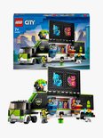LEGO City e-sports toernooi truck met twee schermen, speelfiguren en accessoires.