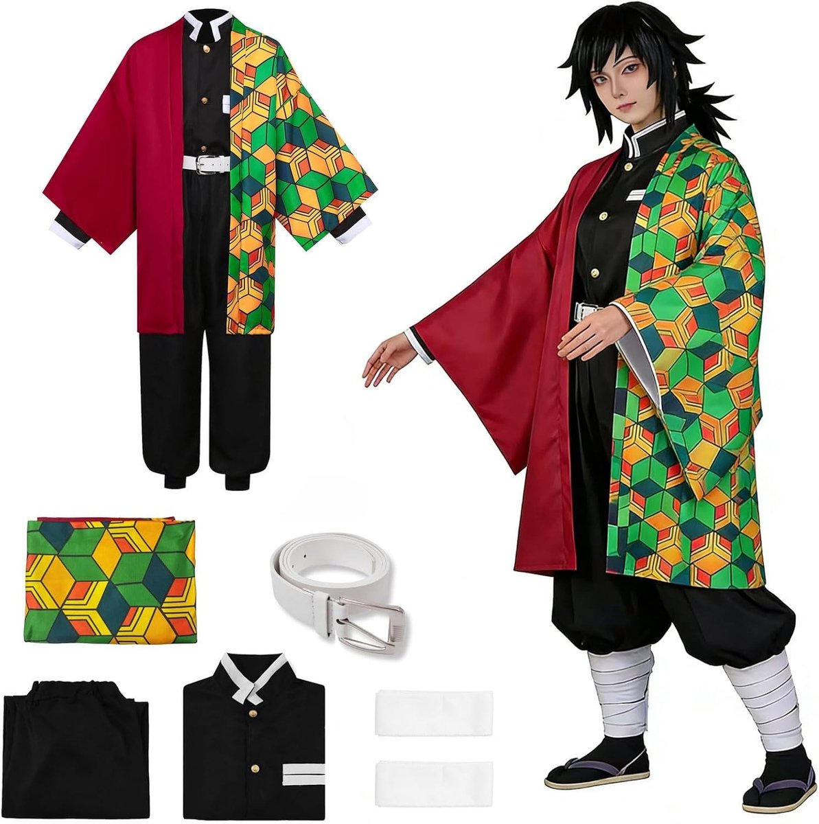 Anime Kostuum voor Giyuu, Shinobu, Mitsuri, Muichirou, Tanjiro, Nezuko en Zenitsu - Cosplay Outfit voor Carnaval, Halloween en Anime Conventies met Kimono Uniform