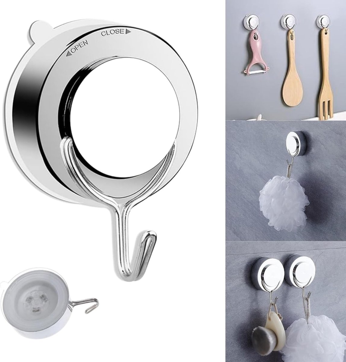 Verwijderbare en Herbruikbare Zuignap Haken voor Keuken, Badkamer en Douche - Sterke Metalen Haken voor Glas en Decoratie - 1 stuk