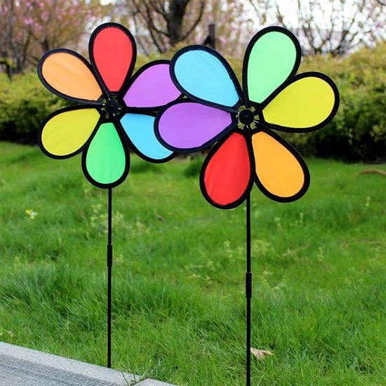Kleurrijke 5-delige Tuinwindmolens, 20-Inch Regenboog Windmolens voor Tuin, Feest en Buitenruimte Decoratie — afbeelding 4