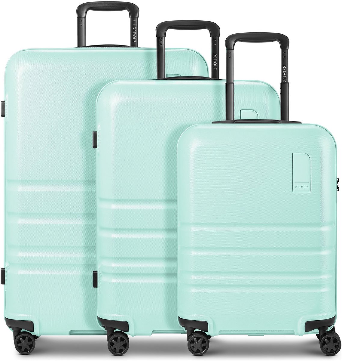 Redolz Pro ABS 4 wielen Kofferset 3-delig met uitbreidingsplooi - Harde bagage - TSA slot - mint