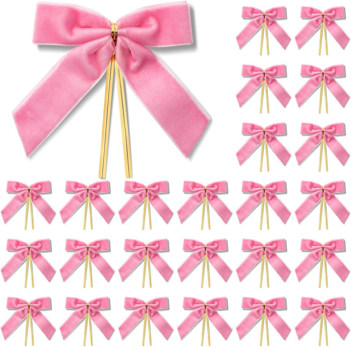 Decoratiestrik - Set van 25 - Fluweel - Roze