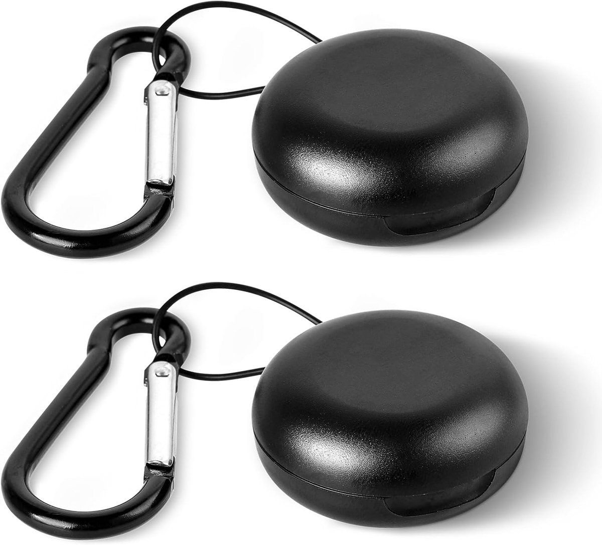 Draagbare Ovale Oplossing voor Oordopjes en Pillen - Mini Opbergcase met Sleutelhanger voor Reizen en Activiteiten, Zwart en Stijlvol