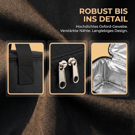 2 × Koeltas - Koeltas -30 x 25 x 25 cm - lunch / blikjes - Koeltasje - Koeltassen - geïsoleerde herbruikbare Boodschappentassen - Opvouwbare Picknicktas - Oxford Doek met Aluminiumfolie - Waterdicht - Met Handvat - Zwart — afbeelding 3
