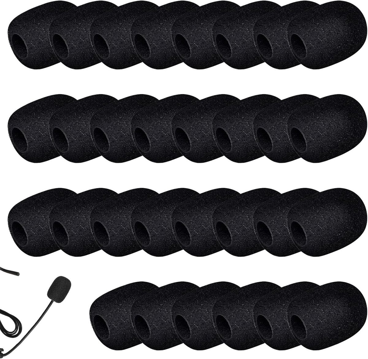 Set van 30 Schuim Microfoon Beschermers, Vervangende Windbescherming, Mini Microfoon Windscherm voor Headset, Ideaal voor Podiumoptredens, Onderwijs en Vergaderingen