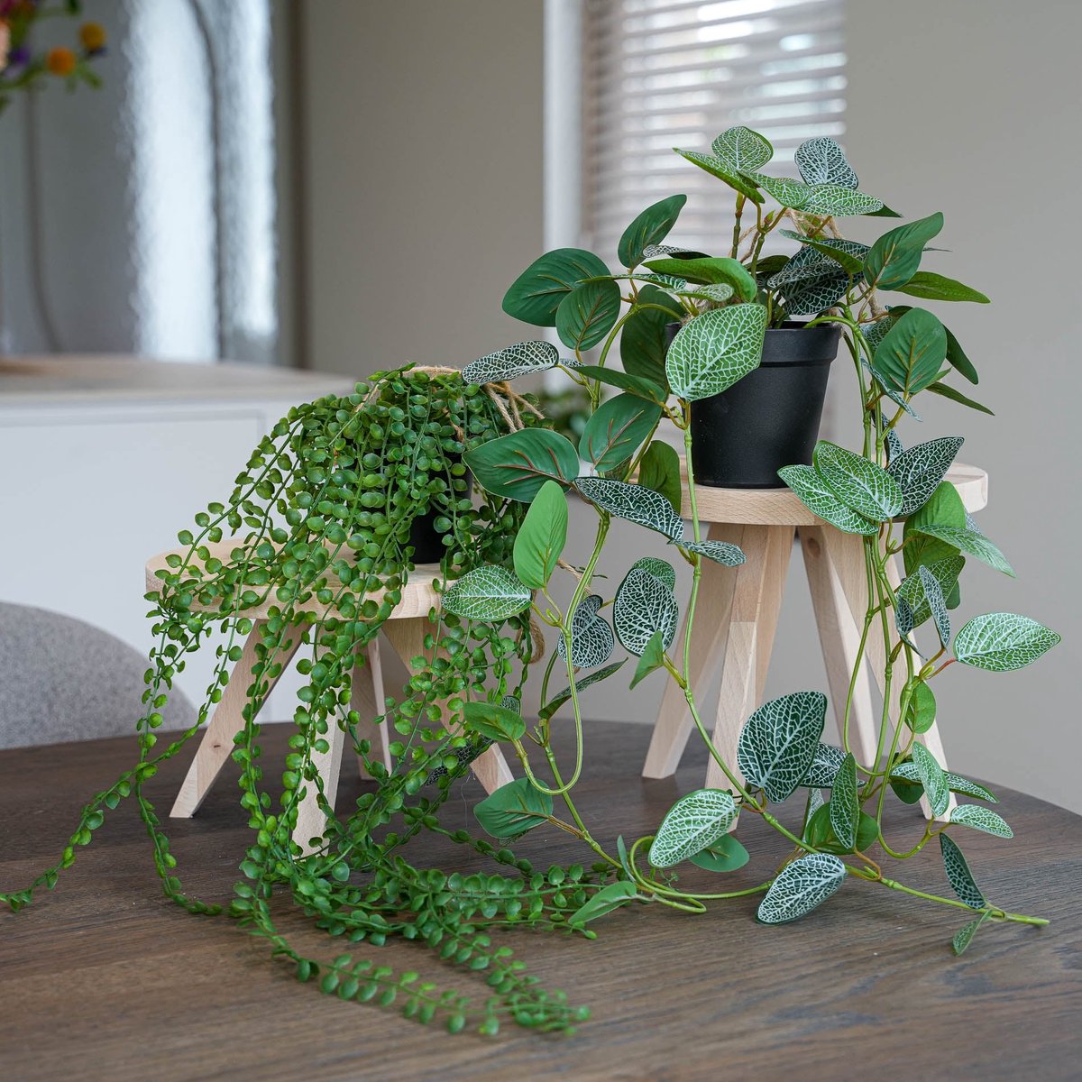Hangplanten in pot met touw - 2 stuks - Kunstplanten - Bundel set