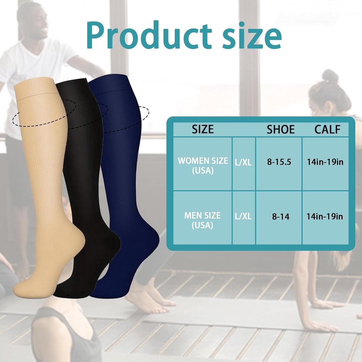 Compressiekousen voor Dames en Heren - Ondersteunende Reiskousen voor Zwangerschap en Vermoeidheid - Zwart, One Size