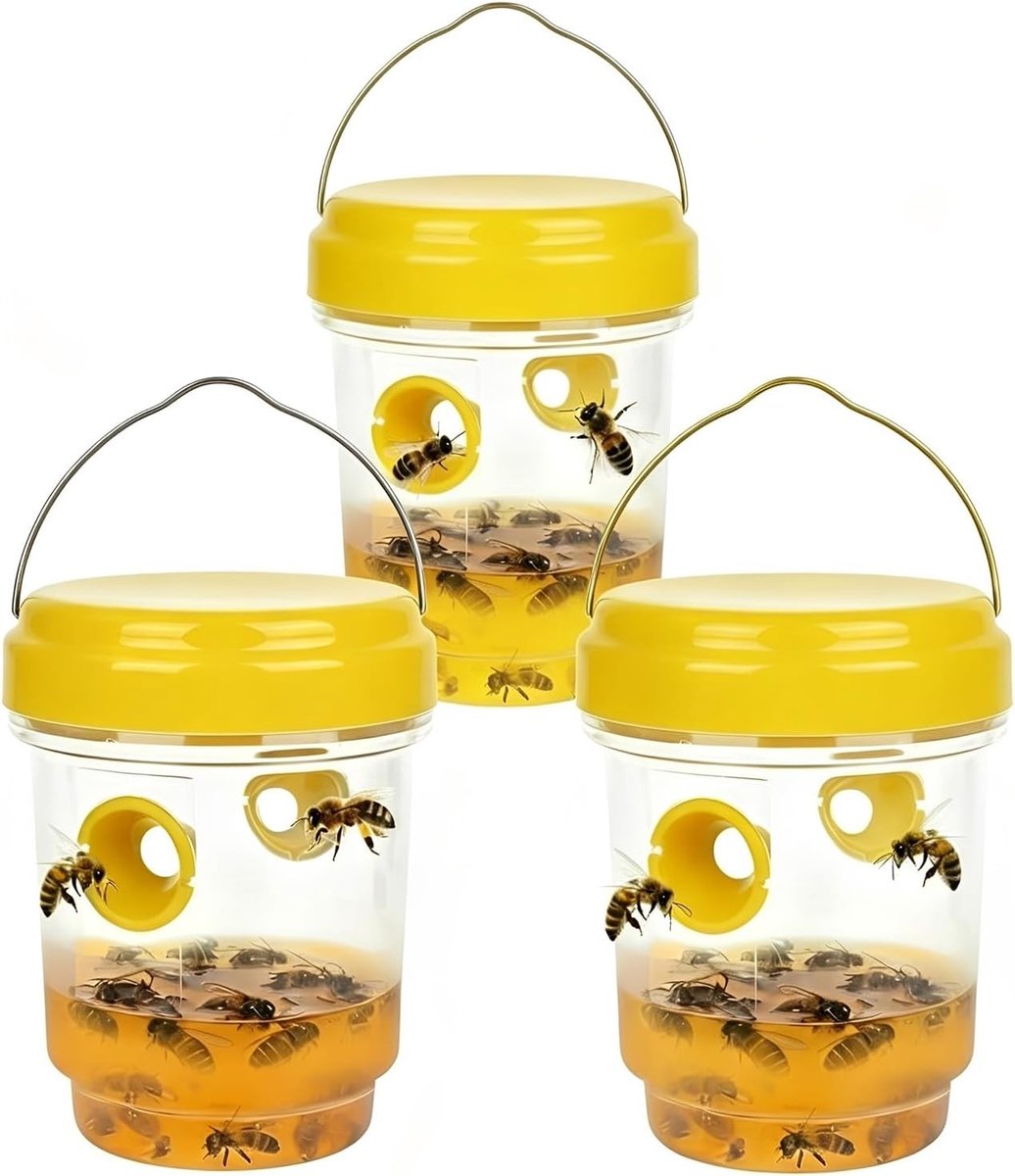 Effectieve Wespentrap voor Buiten, 360° Insectenbestrijding, Hangend en Staand Gebruik, Diameter 9 x 13 cm, Vliegenvanger en Muggenval