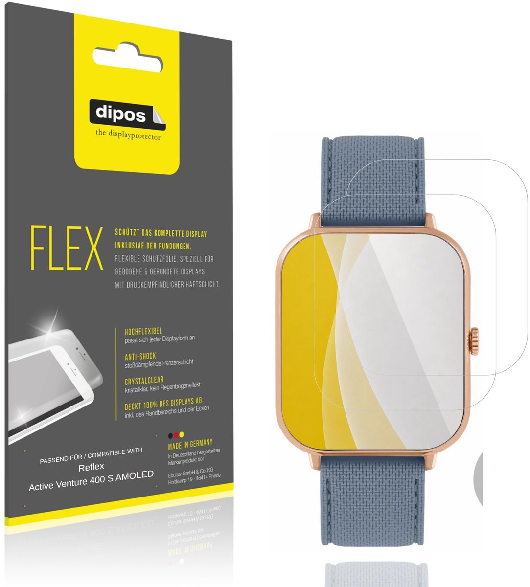 dipos – 2x Beschermfolie geschikt voor Reflex Active Venture 400 S AMOLED | 3D Full Cover Screenprotector | 100% Passend
