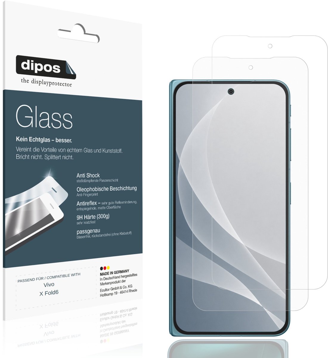 dipos – 2x Matte Pantserfolie geschikt voor Vivo X Fold6 Buitenkant | 9H Screenprotector