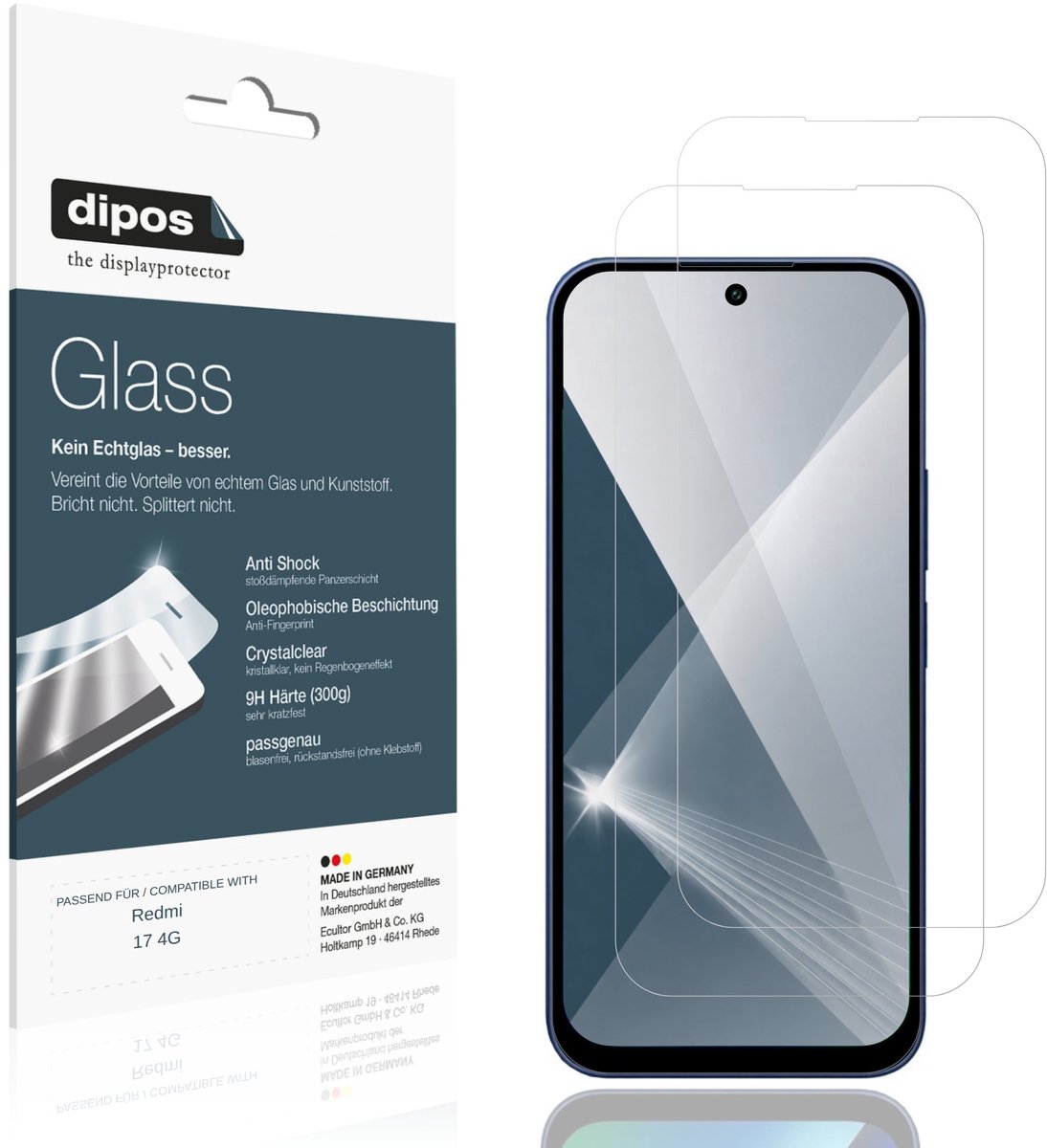 dipos – 2x Pantserfolie geschikt voor Redmi 17 4G | 9H Screenprotector