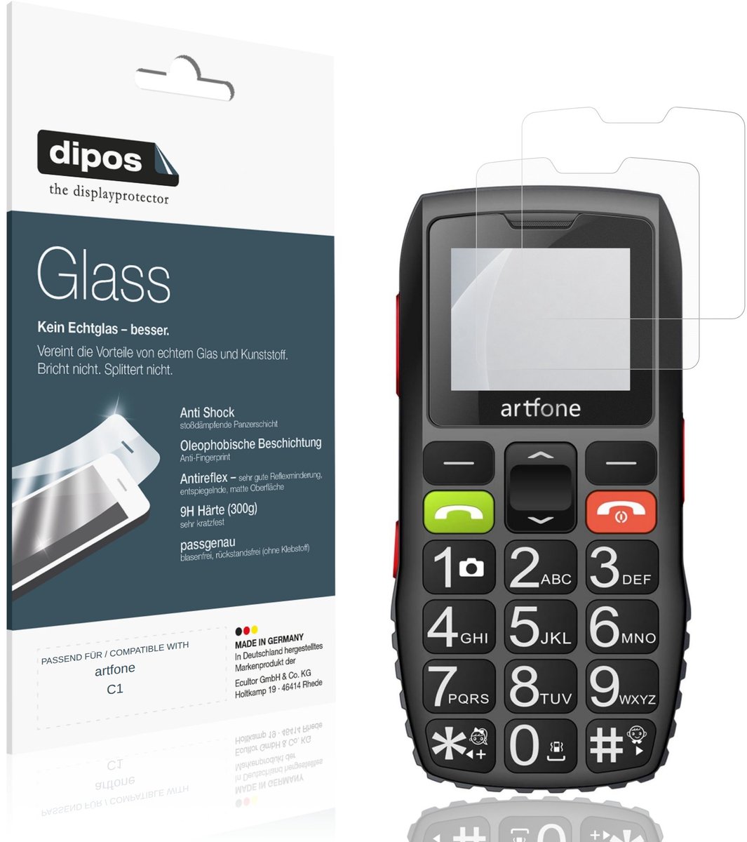 dipos – 2x Matte Pantserfolie geschikt voor artfone C1 | 9H Screenprotector