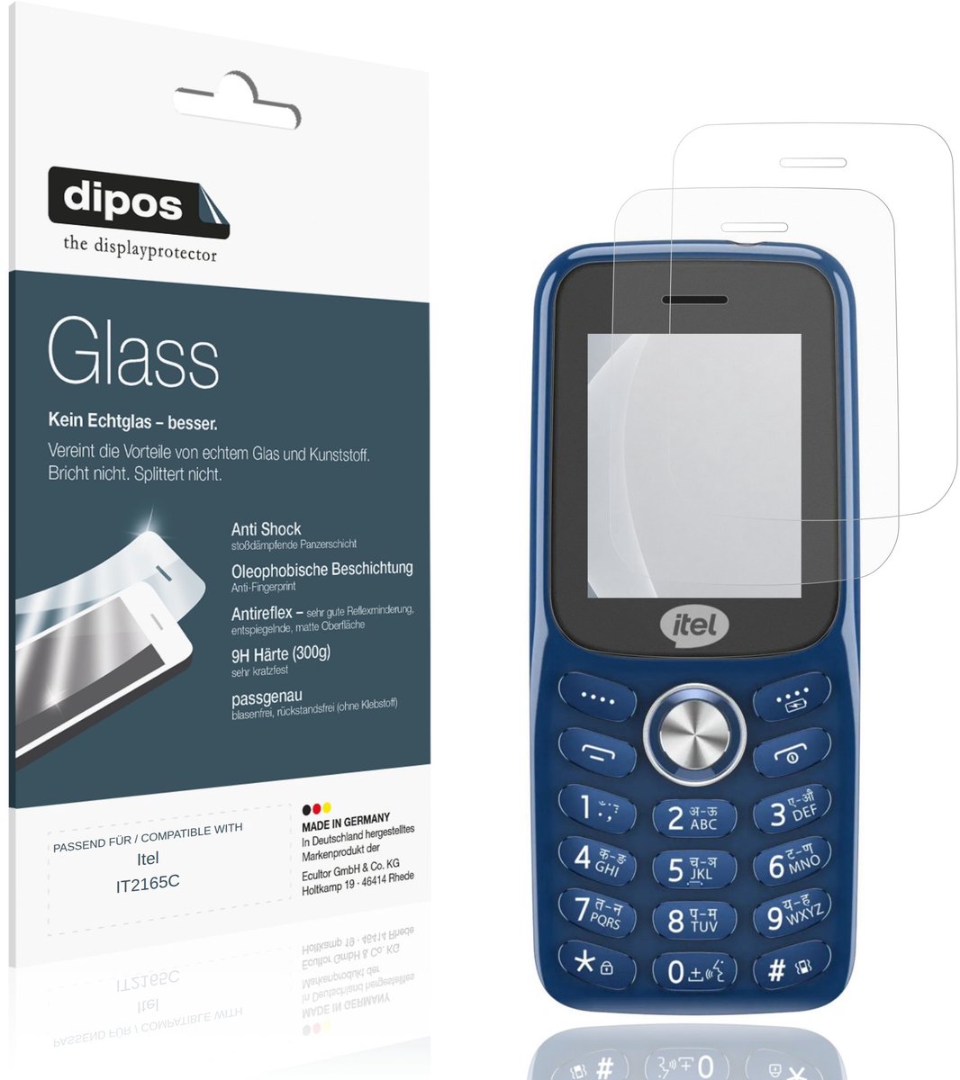 dipos – 2x Matte Pantserfolie geschikt voor Itel IT2165C | 9H Screenprotector